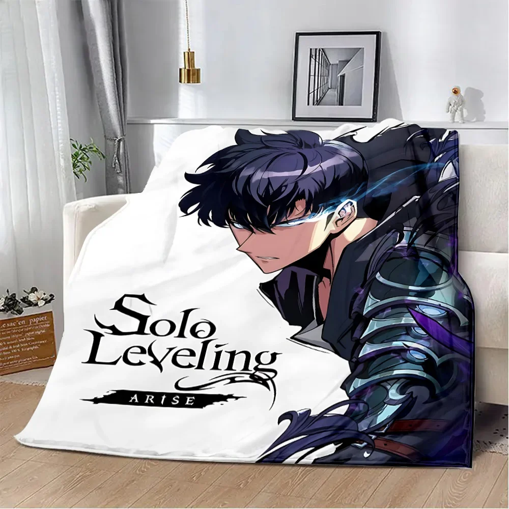 Purple Handsome Solo Leveling Cartoon 3D Print Blanket Flannel Warm Cozy Blanket Home Travel Birthday Gift Chair Sofa Room Decor
