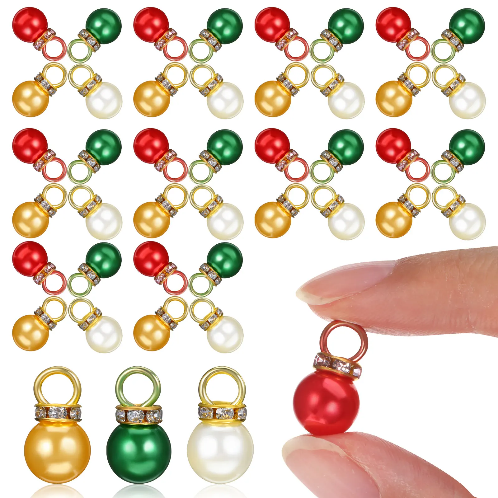 

200 Pcs Christmas Pearl Hanger Decor Decorations Hanging Ornaments for Xmas Tree Imitation Pearls