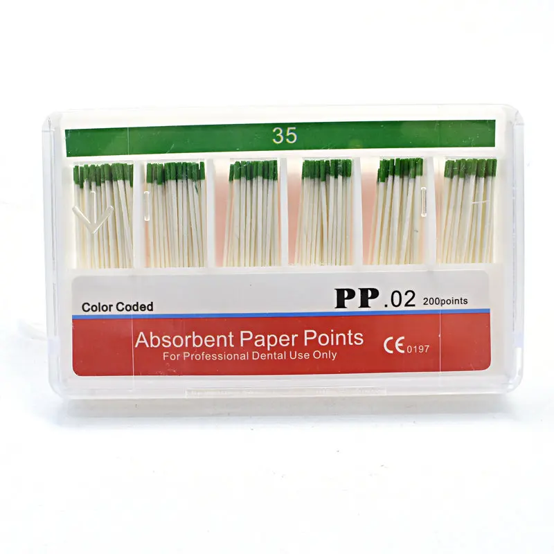 0.02 Taper Absorbent Paper Points 200pcs/Pack Dental Root Cancel Cotton Fiber Tips Dentist Product Superior Quanlity #15-#40