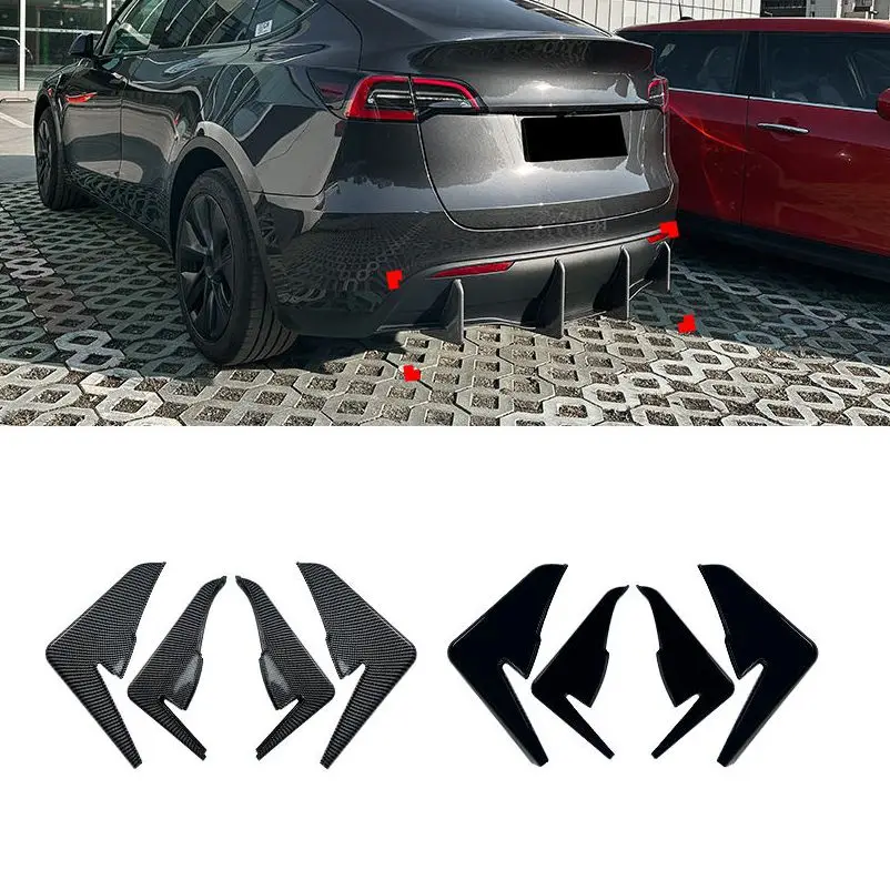 For Tesla Model Y 2017-2024 4Pcs Car Rear Bumper Diffuser Lip Wing Car Rear Splitter Canards Auto Part Body Kits
