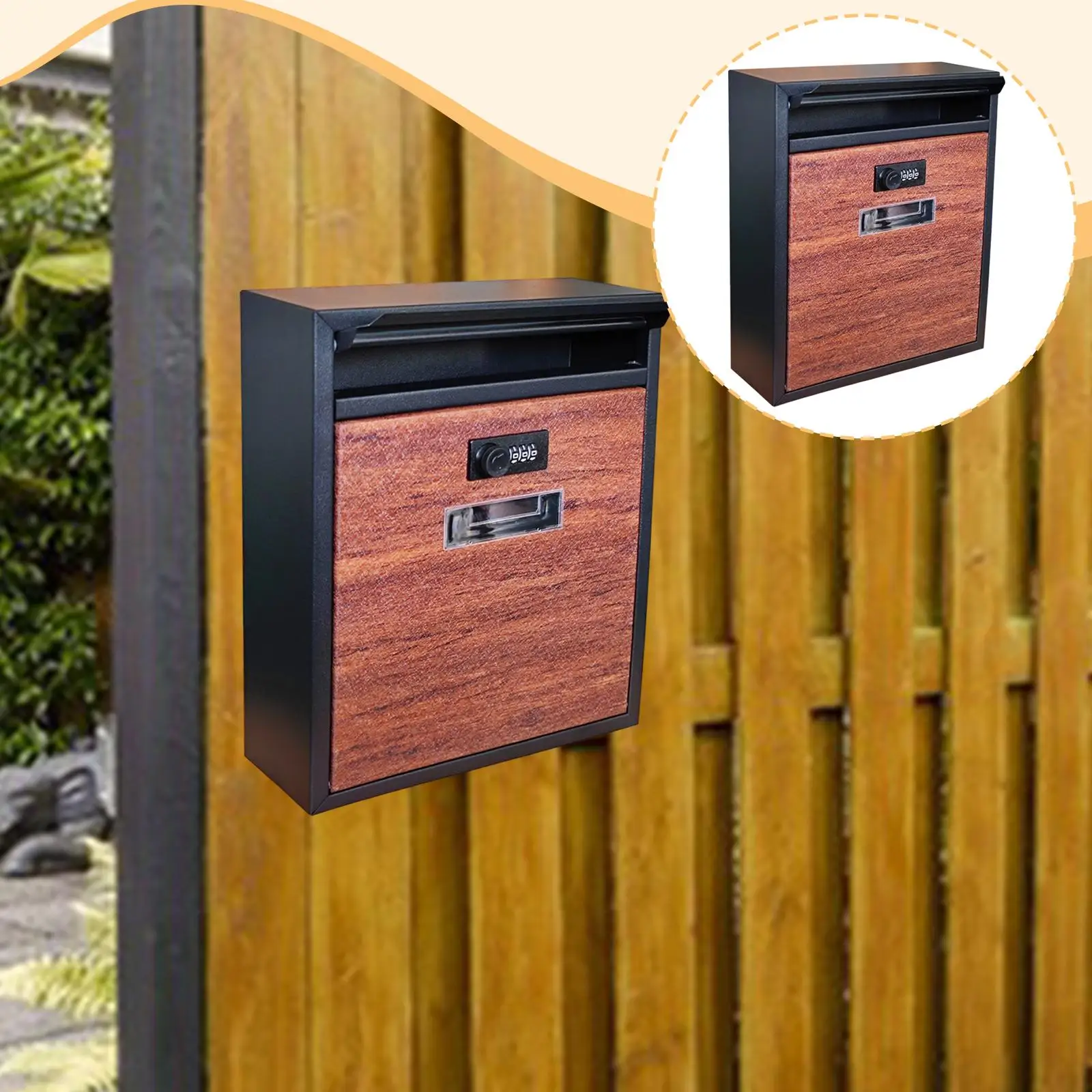 Wall Mounted Mailbox with Combination Lock Iron Vertical Mailbox Mail Box for Paper Newspapers Front Door Outdoor Commercial