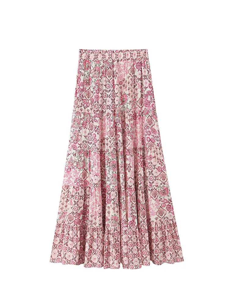 2025 sommer frauen Gedruckt Midi Rock Frau Neue Mode Elegante Lange Röcke Für Frauen Party Röcke ﻿