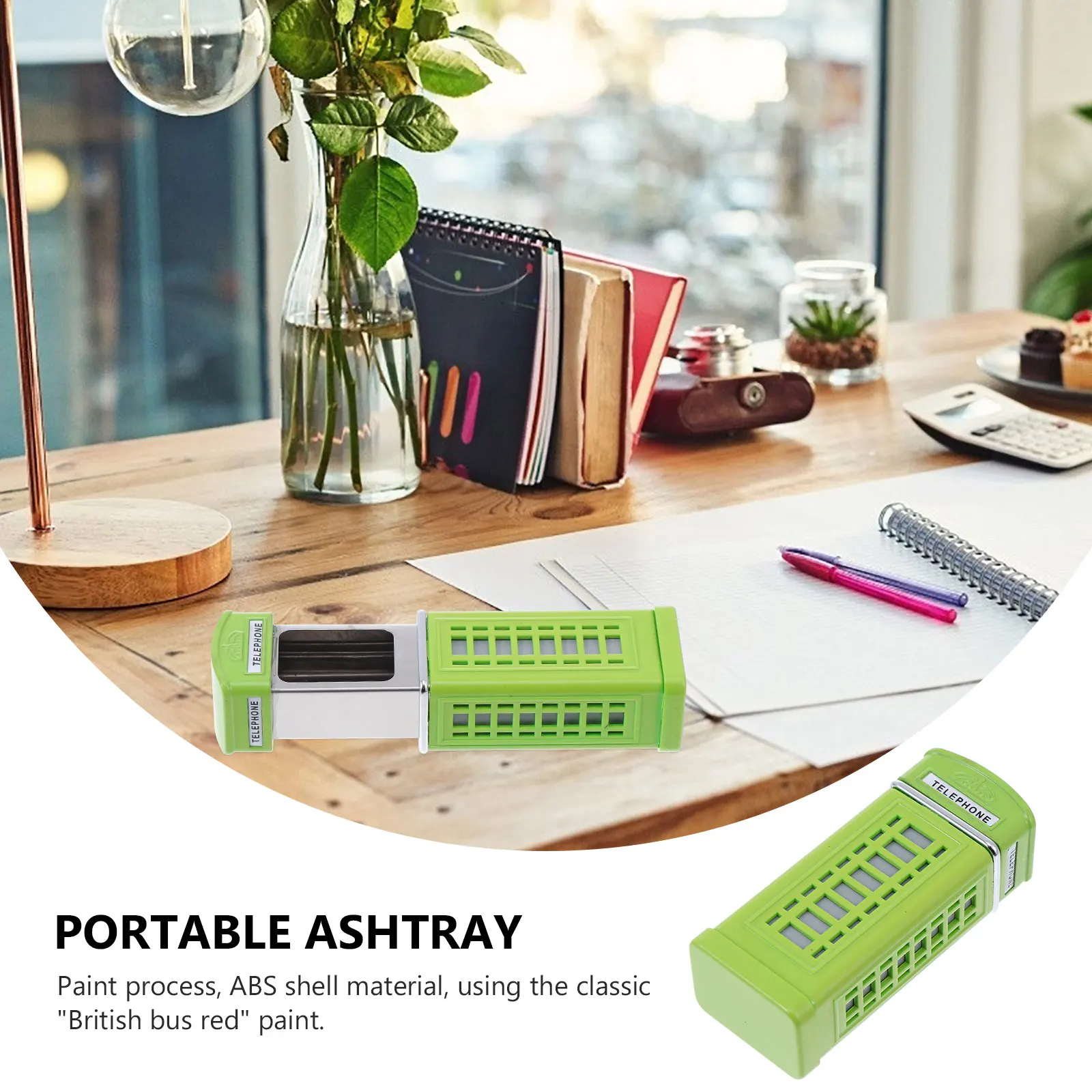

Telephone Booth Ashtray Creative Plastic Compact Pocket Purse Ashtray Container For Home Office Travel Use