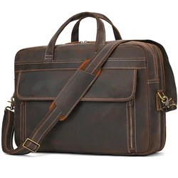 Genuine Leather Briefcase For Man Large Capacity Computer Bag Cow Leather Messenger Bag Handbag For Male Black Business Bag Tote
