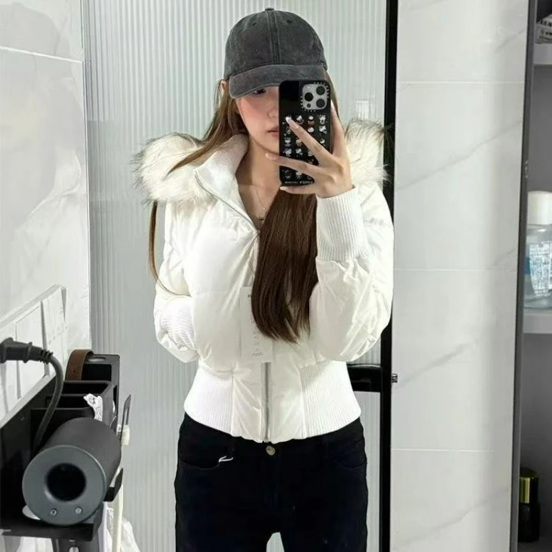 

Женское пальто на хлопковой подкладке с капюшоном и большим меховым воротником в корейском стиле, новинка зимы 2026, модная утягивающая утолщенная куртка для хлеба