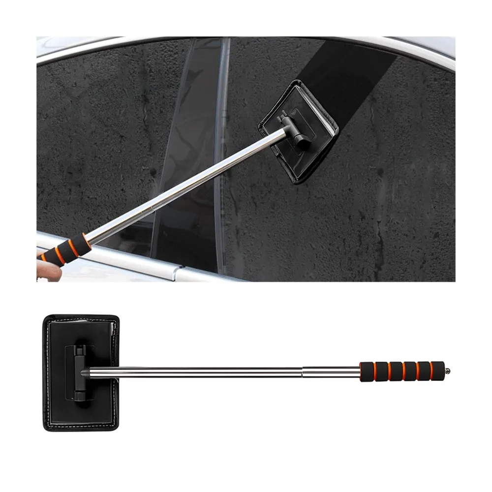 Car Windshield Glass Cleaner Microfiber Car Window Cleaning Brush Extendable Handle Interior Exterior Car Wash Tools