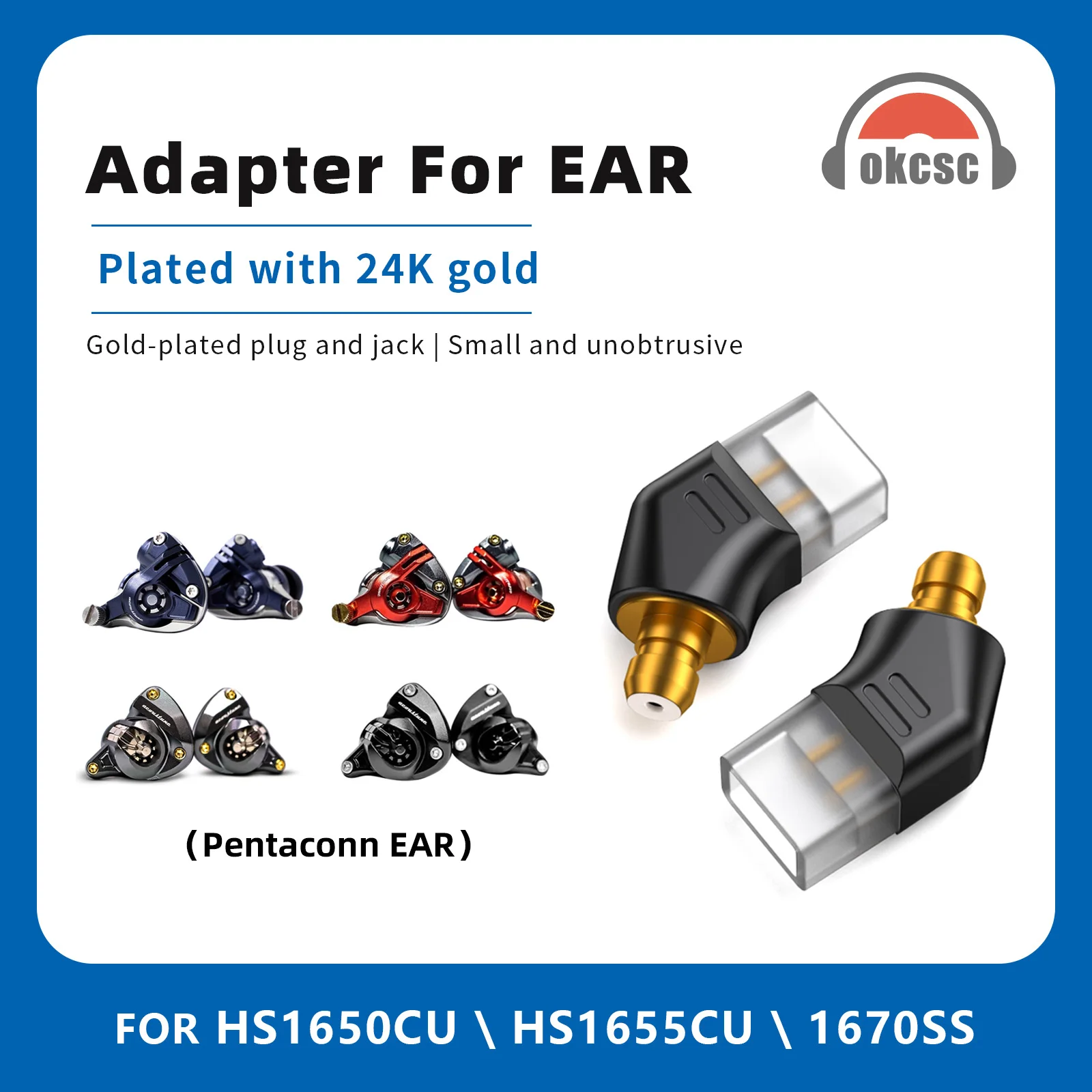 OKCSC Earphone Adapter EAR Male to MMCX QDC 0.78mm 2 PIN Female IEM Audio Converter for Pentaconn Ear Acoustune HS1650CU/1670SS