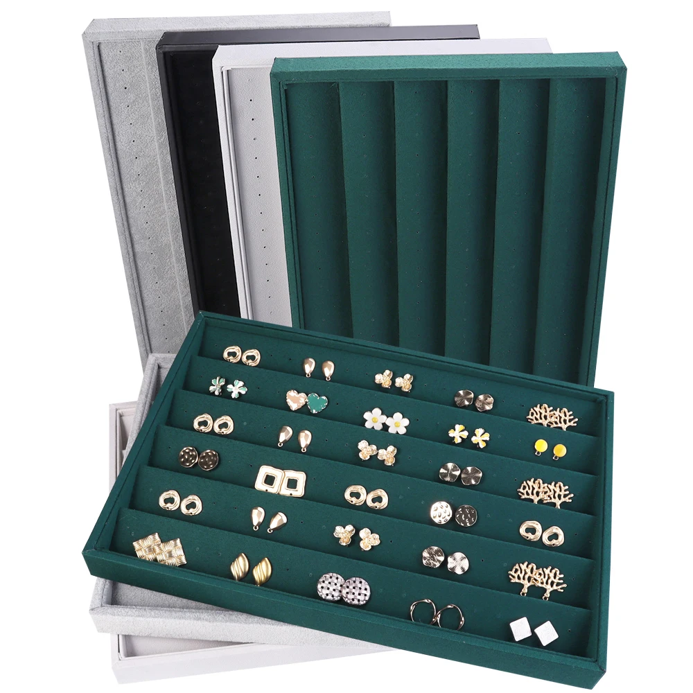 

1Pcs/Lot Pearl Velvet Earrings Jewelry Box Display Grid Tray Casket Storage Organizer Ring Earrings Box Case
