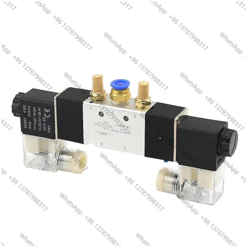 High Quality Solenoid Valve 220V Pneumatic 4V220-08 Air 5 way 2 Position 1/4&quot Coil Alloy Internal DC 12V  DC 24V AC110V