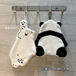 Cute Cartoon Panda Hand Wipe Children's Hanging Water Absorbent Dog Handkerchief Coral Plush Wipe Hand Cloth Non-woven Fabric