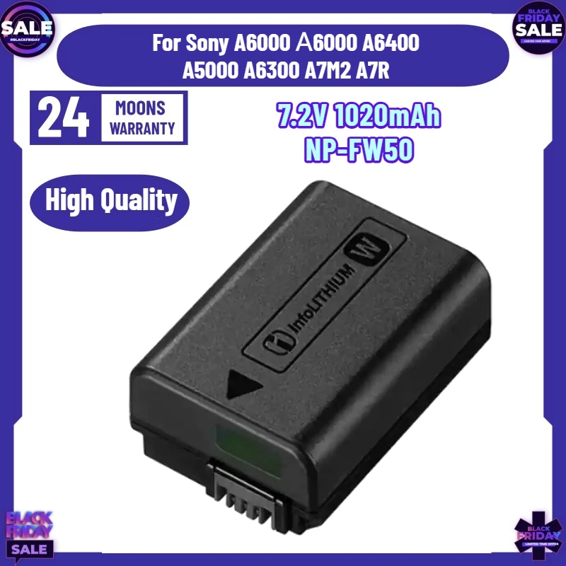 7.2V 1020mAh NP-FW50 Camere Battery for Sony A6000 Α6000 A6400 A5000 A6300 A7M2 A7R II Battery