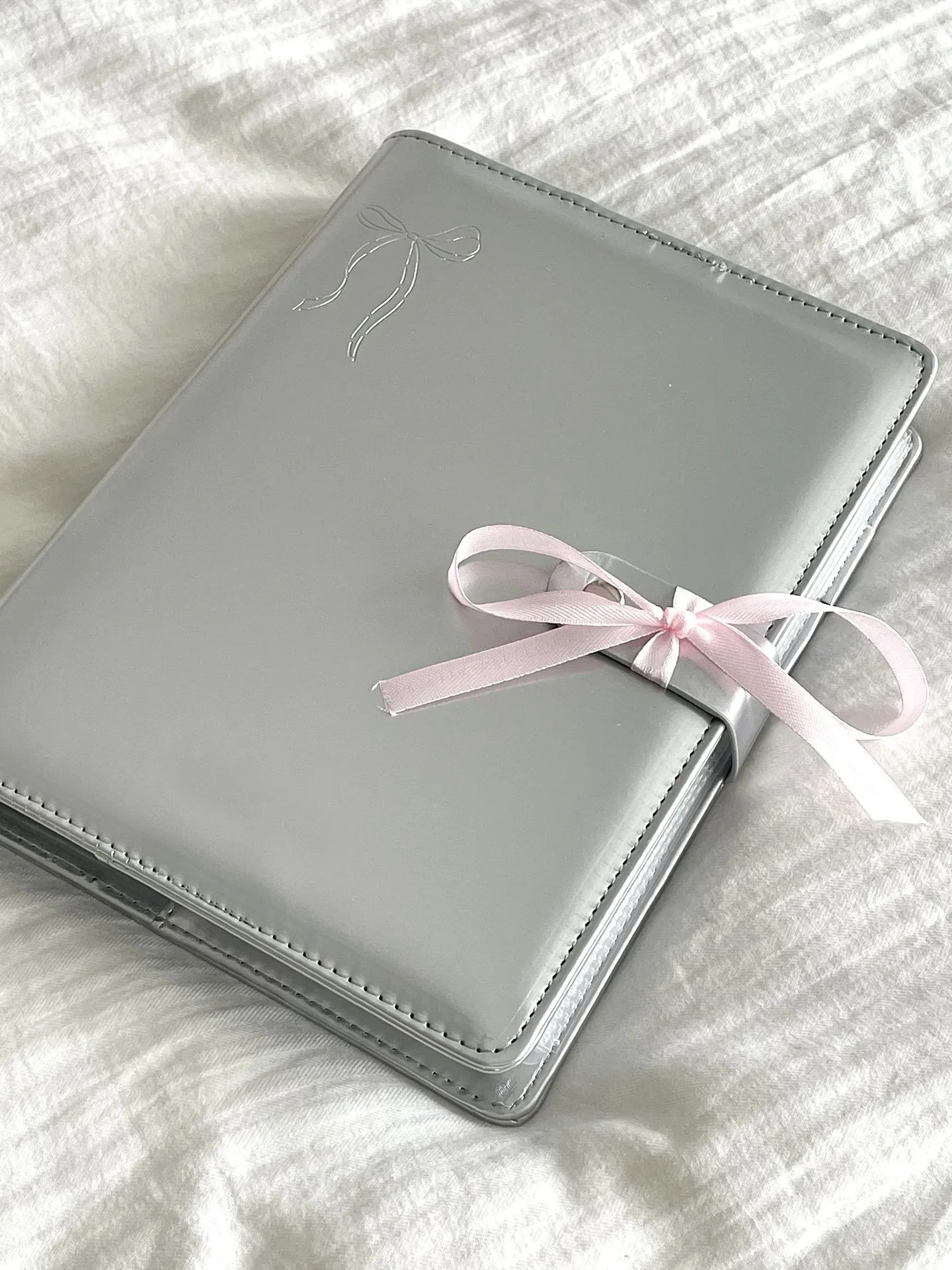 A5 Sliver Bow PU Leather DIY Binder Photocards Collect Book Diary Agenda Planner DIY Cover Album Stationery