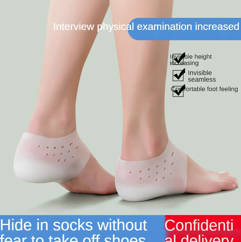 Neue Silikon-Socken mit Gel-Fersenkissen, orthopädische Fußgewölbestütze, Fersenpolster-Einlegesohlen, unsichtbare Höhenvergrößerung, Fußmassage-Pad, Unisex – Detail 2