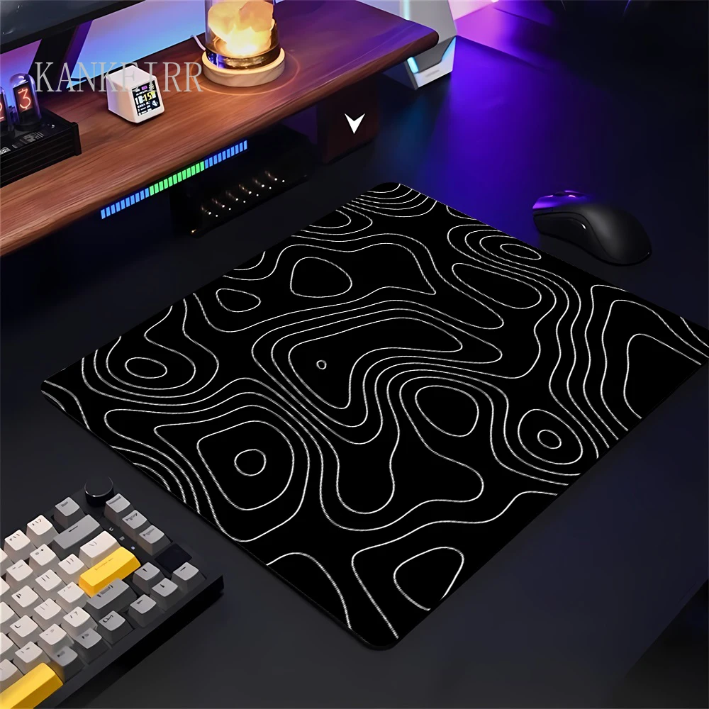 

Маленькие коврики для клавиатуры для ПК, коврик для мыши с запирающимся краем, черный и белый коврик Strata Liquid Mausepad, компьютерный коврик, художественный игровой офисный коврик