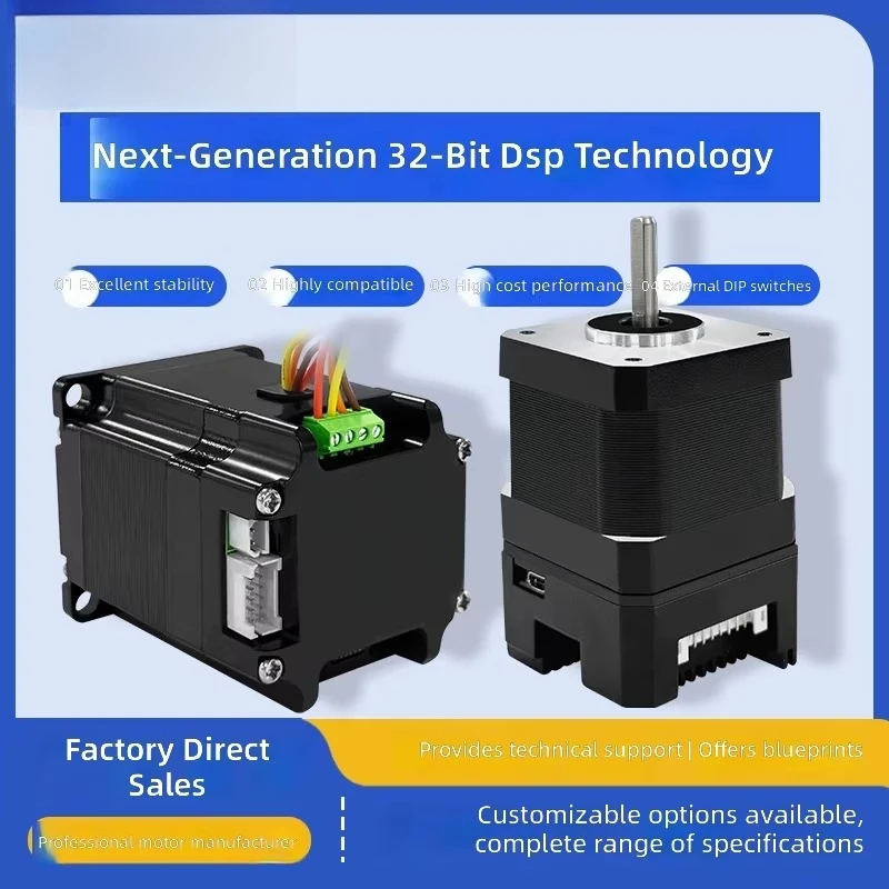 SAMSR NEMA 17 23 Hybrid 2-Phase Open-Loop Stepper Motor Bus 485 Communication Integrated Drive-and-Control DC48V Miniature Made