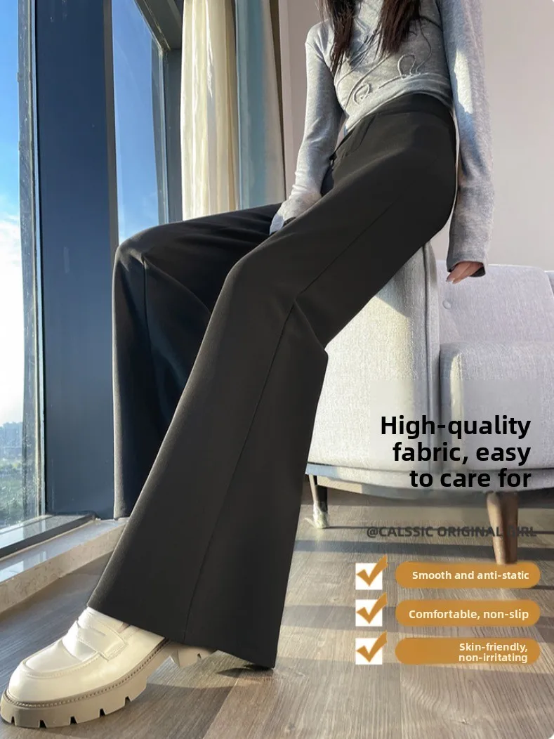 Thiened Fce doublé pantalon à jambes larges taille haute coupe ajustée pantalon décontracté coréen Sle trajet vent couleur Pure fermeture à glissière