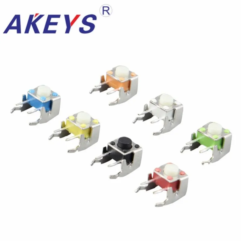 10PCS TS-D009 6*6 Multi-color light touch switch momentary tactile switch side insert 2 pin copper pin tact switch with bracket