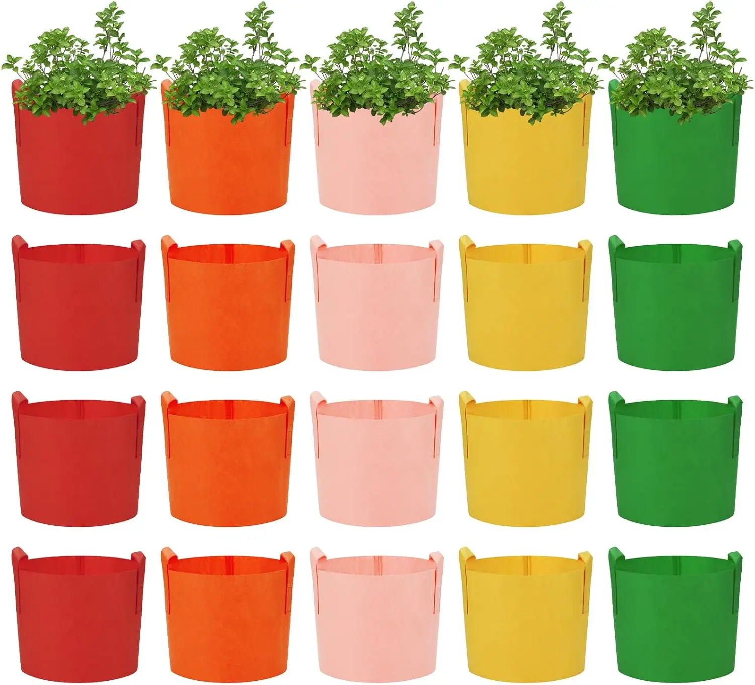 

20 Pack 5 Gallon Grow Bags, Colorful Potato Plant Grow Bags with Handles, Nonwoven Garden Fabric Garden Pots for Vegetab