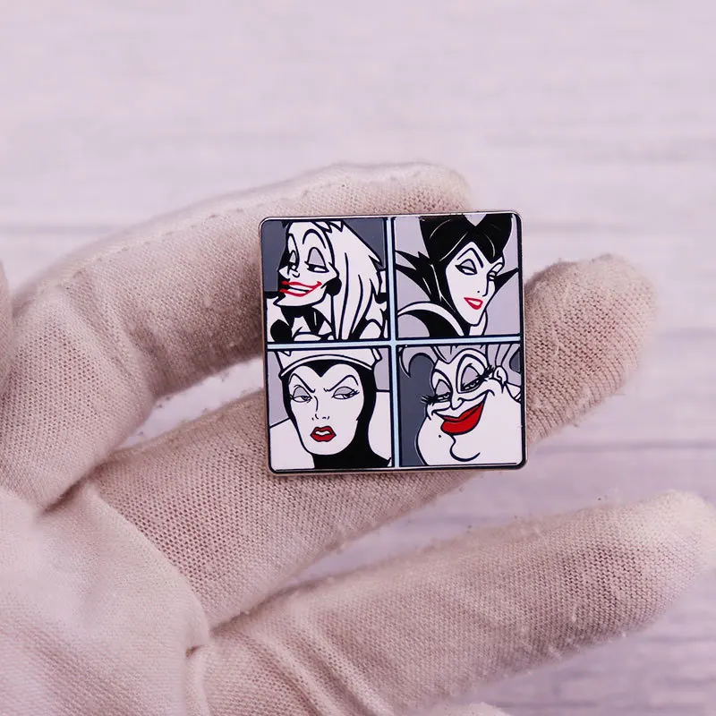 Disney Brooch Creative Cartoon Fairy Tale Witch Metal Badge Lapel Pin Fashion Girls Clothing Accessories Bag Jewelry Women Gifts