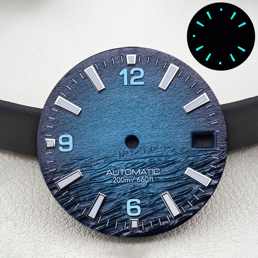 

Циферблат в стиле Sea-Dweller 28,5 мм для механизмов NH35A/NH36, аксессуары для часов, сине-зеленый люминесцентный, для мужских механических часов, циферблат NH35