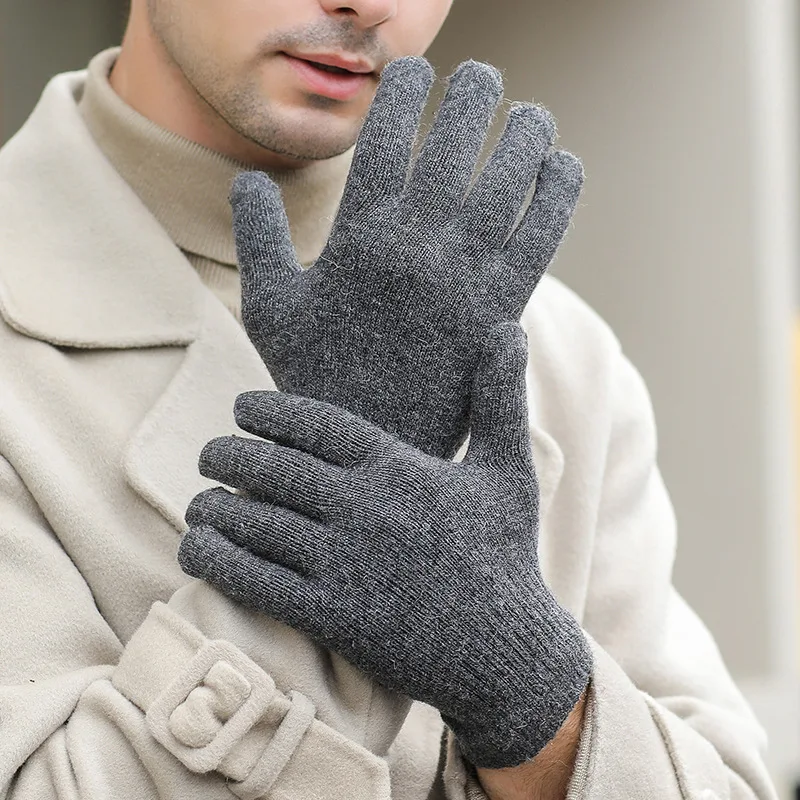 

New Man Autumn Winter Solid Simple Fashion Keep Warm Outdoor Sports Windproof Riding Driving Elastic Knitted Gloves