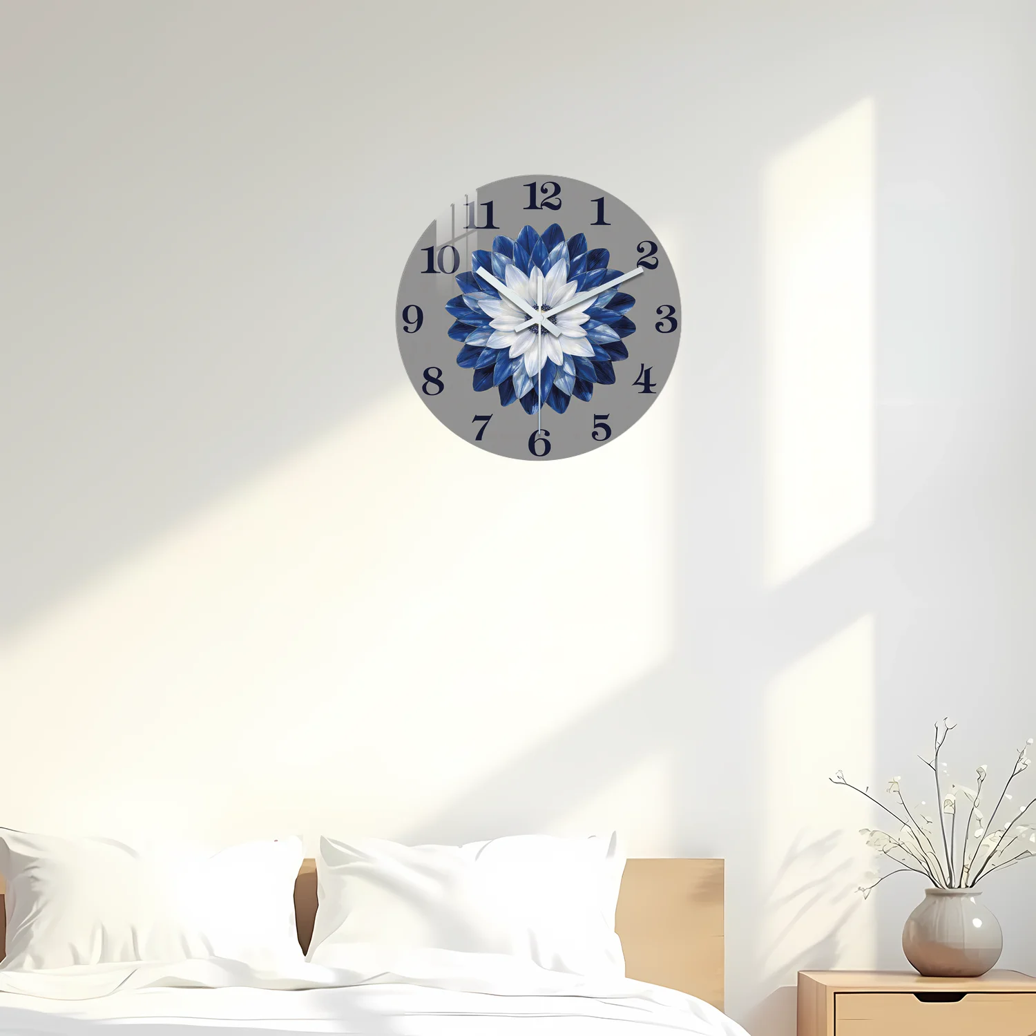 Artistic Floral Wooden Wall Clock, 10-24inch Silent Wall Clocks, Aa Battery Powered, Suitable for Living Room, Bedroom, Office, (Battery Not Included), Mother's Day, Easter, April Fool's Day