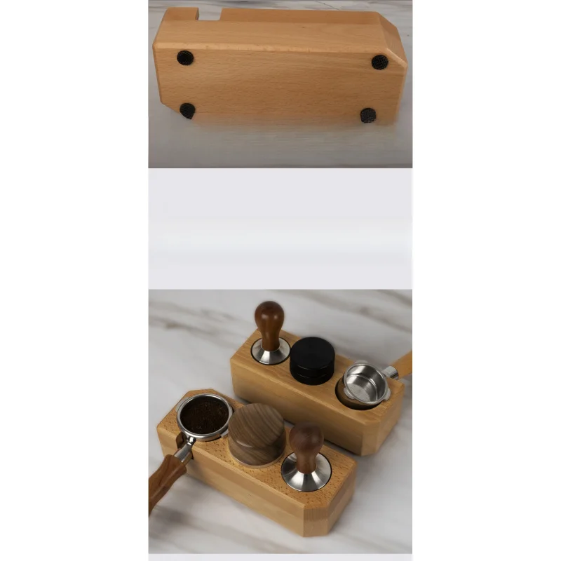 For The Italian coffee machine powder pressing seat accessory handle bracket solid wood storage rack is modern and simple