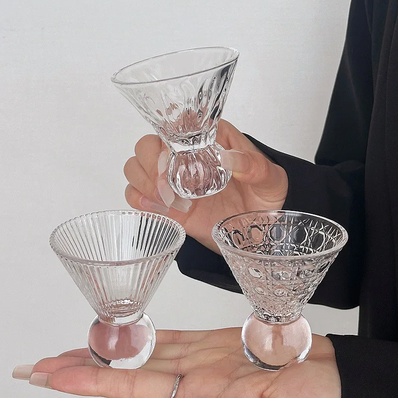 Retro Edelstein Muster Hohe Stiel Glas Tasse für Eis Kaffee Saft Blase Wasser Drink Nordic Sle Reine Farbe Universal Tasse