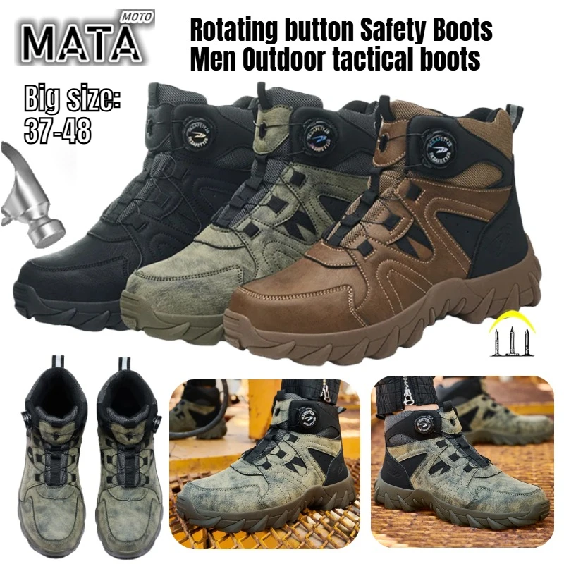 Big Size 37-48 Men Steel Head Safety Motorcycle Riding Shoes Puncture and Smash Resistant for Outdoor Workshop Work Boot