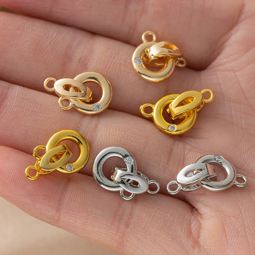 2pcs 18K/14K Gold Zirconia Round Clasp Connector Fastener Lock End Buckle For DIY Necklace Bracelet Jewelry Making Accessories image 4