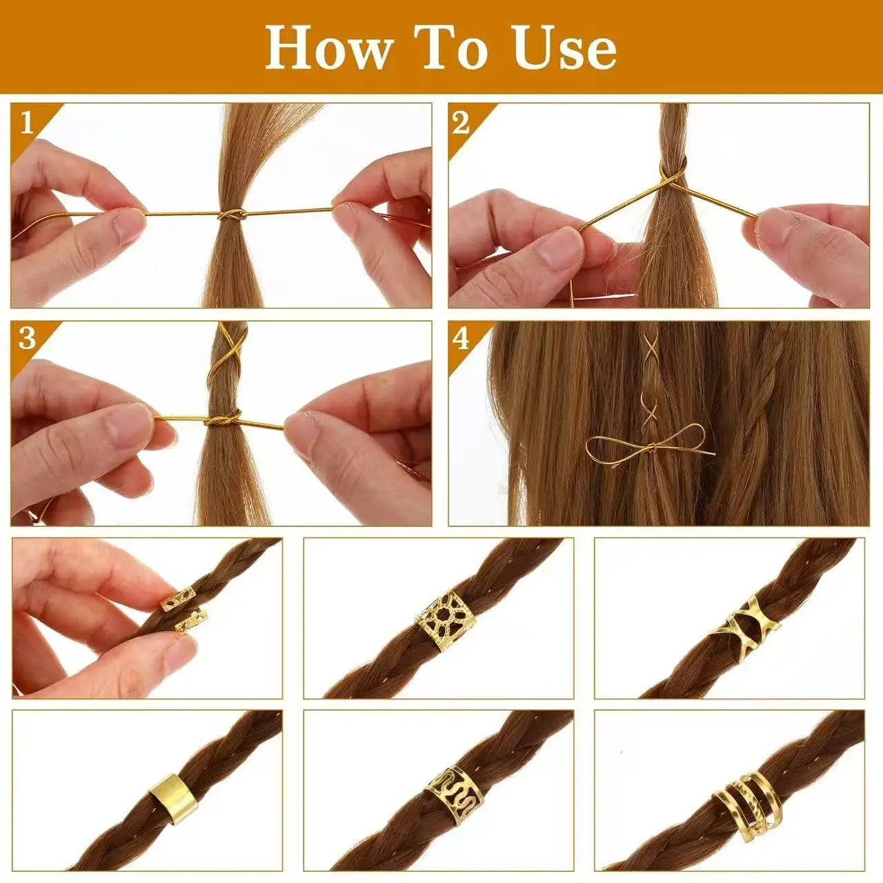 

42pcs Braid Extension Rings Set DIY Dreadlock Hair Accessories Stylish Alloy Charms for Ponytail