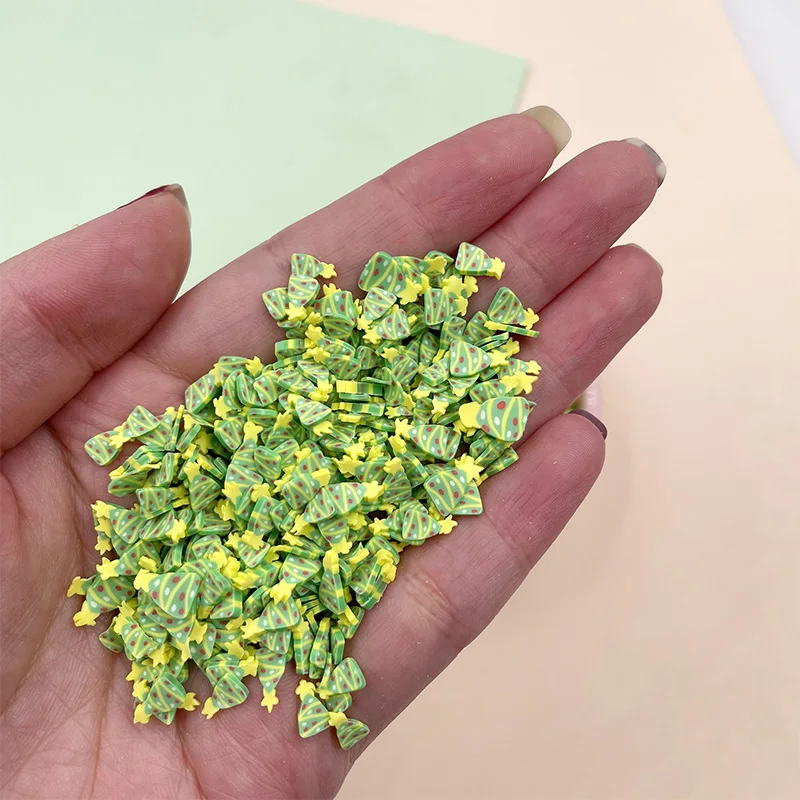 100g/lot Christmas Tree Polymer Slice Hot Clay Sprinkles for Crafts Making Slime Filling Accessories DIY Nail Art Decoration 5mm