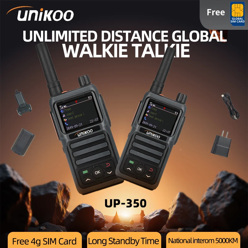 

Unikoo UP350 Walkie Talkie with SIM Card(Free) GPS 4000mAh battery POC Global 4G Network Radio Long Range Unlimited Distance