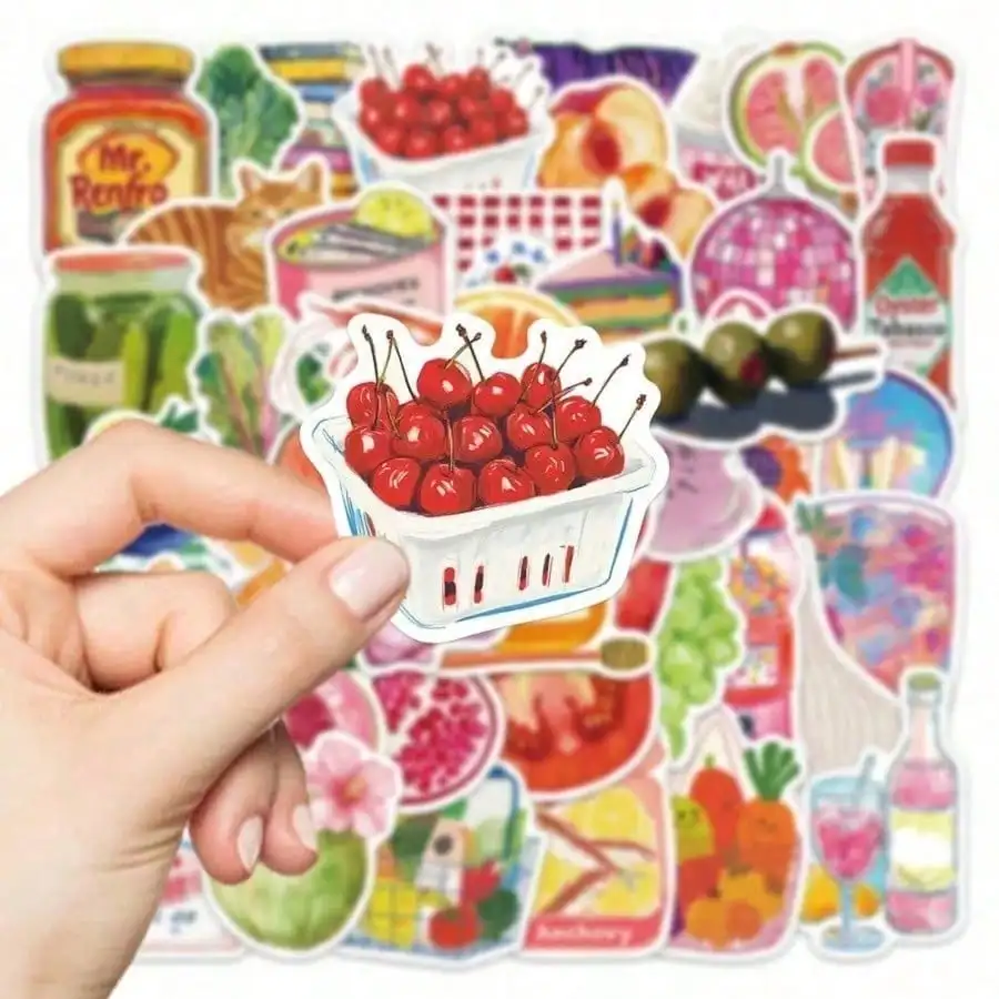 50 pink Mediterranean style art stickers PVC handmade book, notebook suitcase, guitar, water cup, mobile phone case DIY sticker