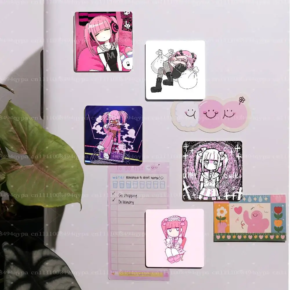Momoka M-Menhera Chan Decorative Square Magnetic Fridge Sticker, Custom Print Fridge Magnet, Home Decor Holiday Gift