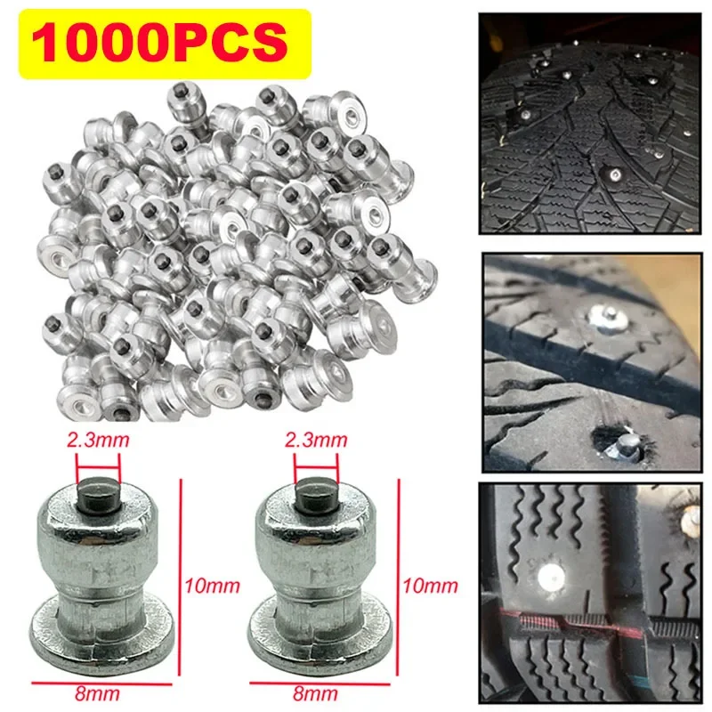 1000Pcs 8x10mm Winter Wheel Lugs Car Tires Studs Screw Snow Spikes Wheel Tyre Snow Chain Studs For Shoes ATV Car Motorcycle Tire