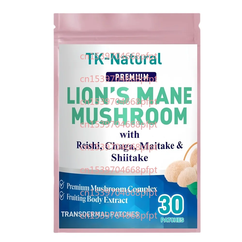 

30 патчей Lions Mane Mushroom Transdermal Patches с чагой, майтаке, рейши для психической четкости, фокусировкой, когнитивной поддержкой