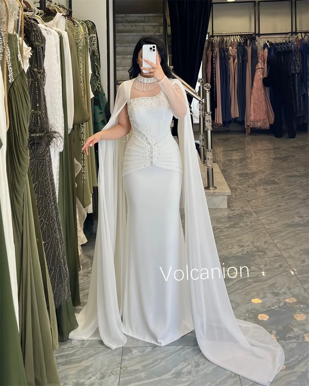 تخصيص جيرسي مطرزة الشريط البوق الرسن فساتين طويلة مناسبة مخصصة جودة عالية