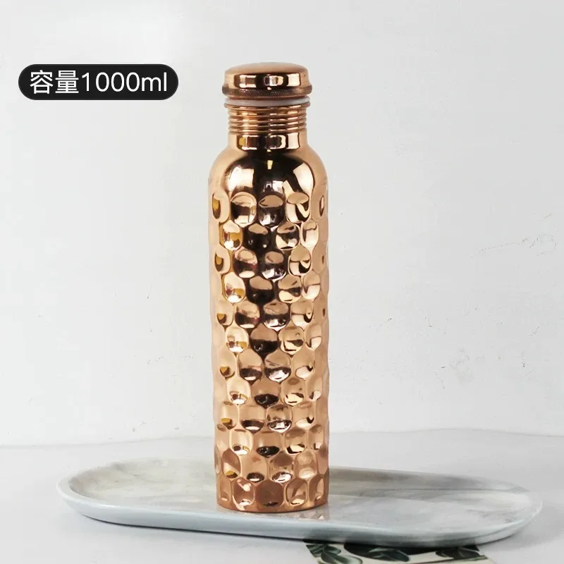 Portable Outdoor Travel Portable Cold Water Bottle Home Practical Pure Copper Handmade Water Bottle   1pcs