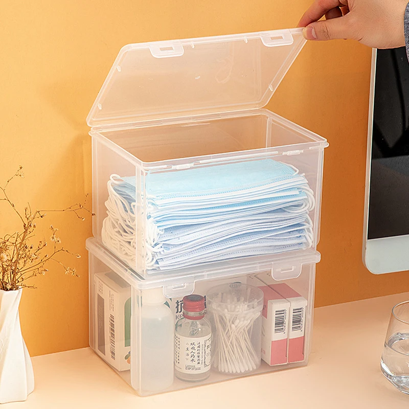 رائجة البيع قناع صندوق تخزين المنزلية الغبار واقية مختومة صندوق ذو سعة كبيرة مقاوم للماء الغبار أشتات صندوق تخزين حامل #6