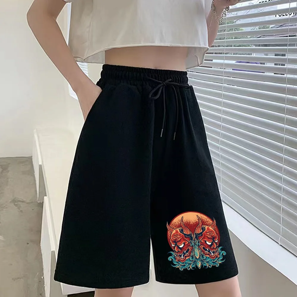 Vrouwen Casual Shorts Straat Cropped Broek Grappige Samurai Print Serie Vrouwen Harajuku Mode Sport Shorts Koreaanse Streetwear