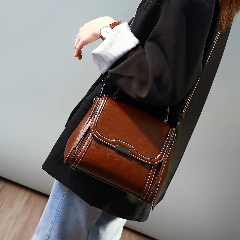 Bag 2023 New Genuine Leather Women's Bag Fashion Handbag 023 Shoulder Bag Crossbody Bag Women