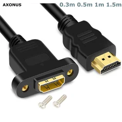 Extension Cable HDMI-compatible Male To Female with Screw Panel Mount Gold Plated Video Adaptor Connector 50cm 1FT 1080P HDTV