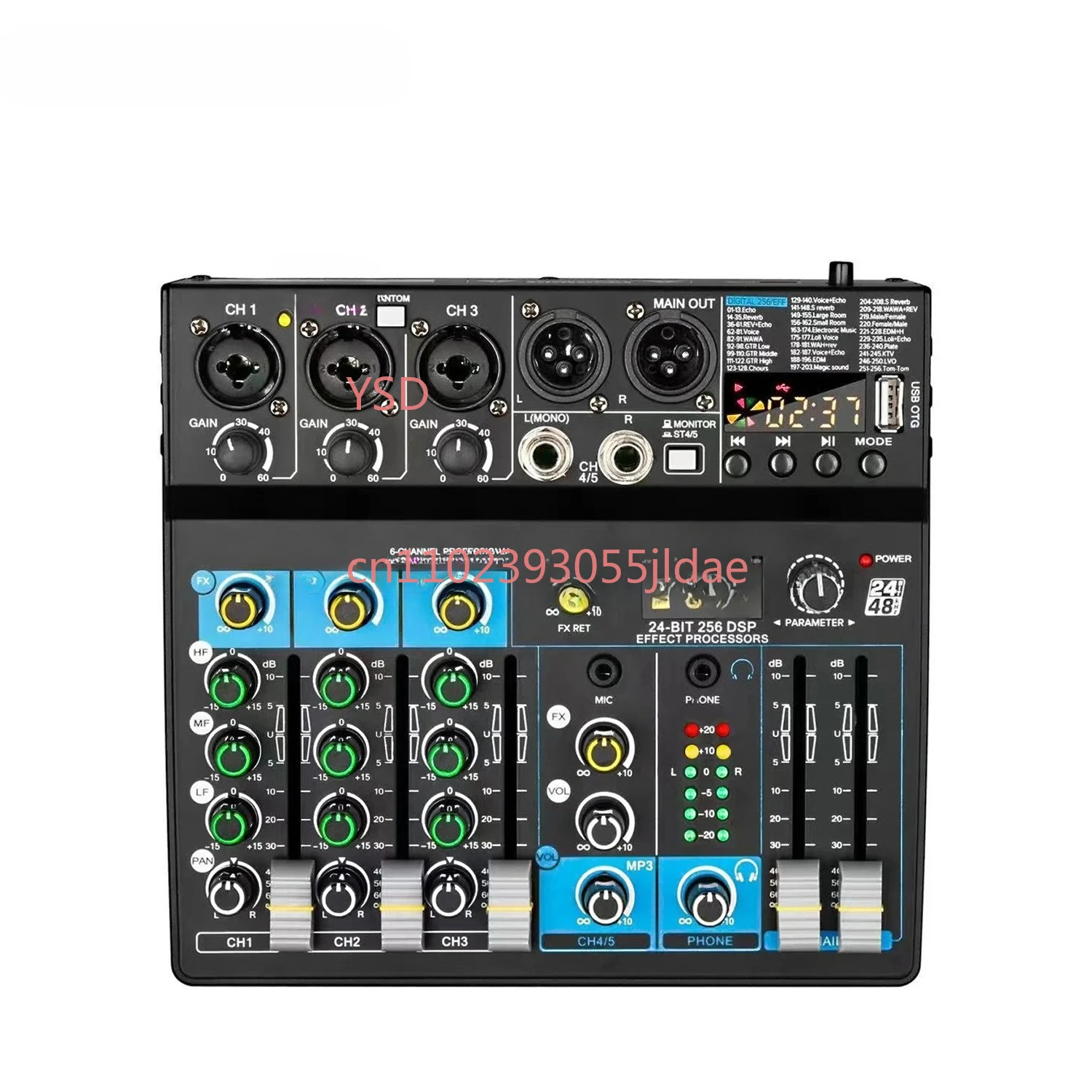 4-Channel Bluetooth Audio Mixer GAX-GT9 256 Digital Effects for PC Recording & Online Meeting