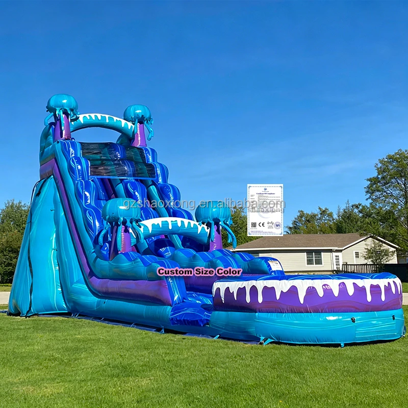 Commercial Customizable Outdoor Wet Dry Jellyfish Theme Large Waterslides Detachable Pool Children Adults Inflatable Water Slide