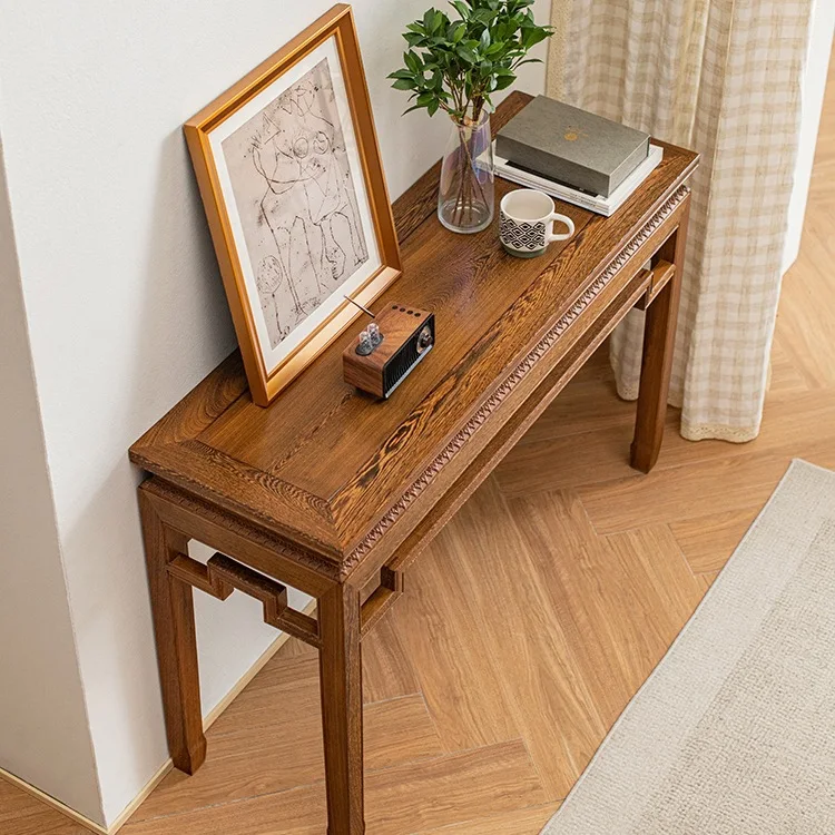 Household entrance mahogany retro middle hall solid wood narrow desk table