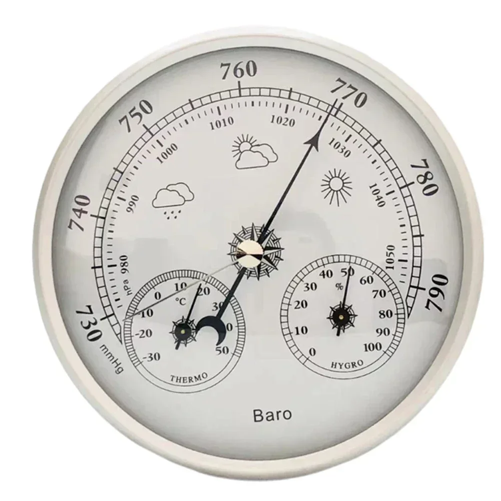 

130MM 3-in-1 Weather Station Thermometer, Hygrometer And Barometer Thermometer And Hygrometer -30～50C, 0~100%RH, 970~1050hPa