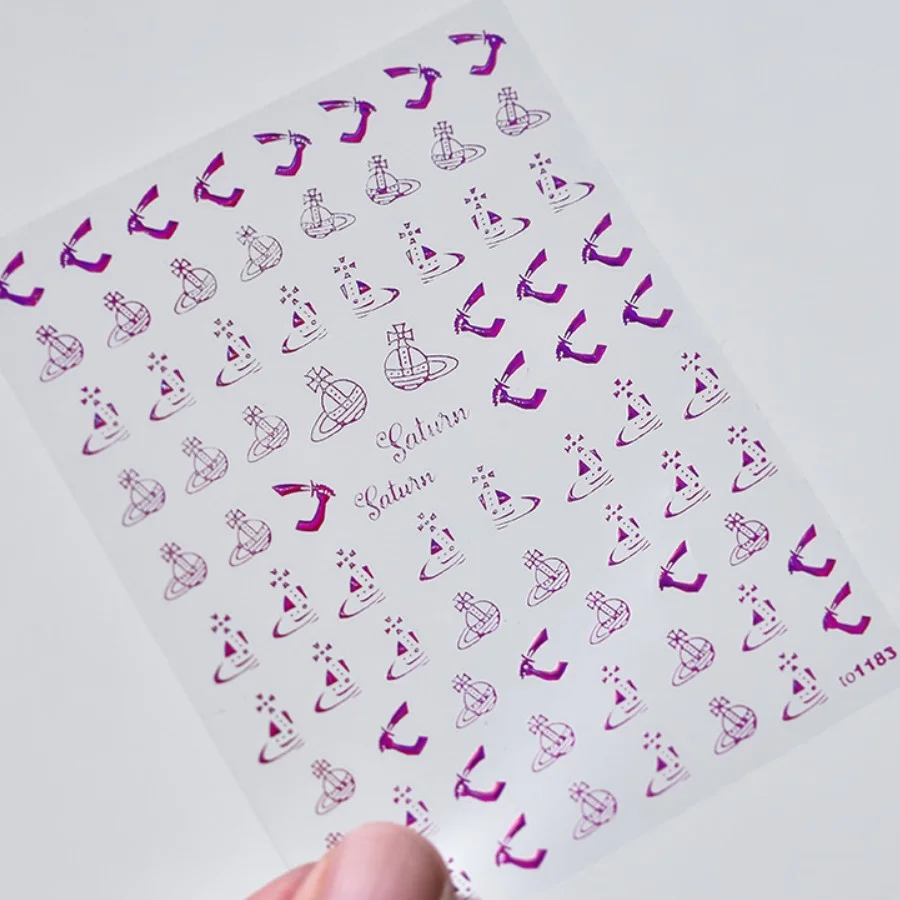 ملصقات فنية للأظافر ذهبية من كاواي ، شارات ذاتية اللصق ، ذاتية الصنع ، ريترو ، موضة ، فاخرة ، ساخنة ، ختم ، 5D ، 1