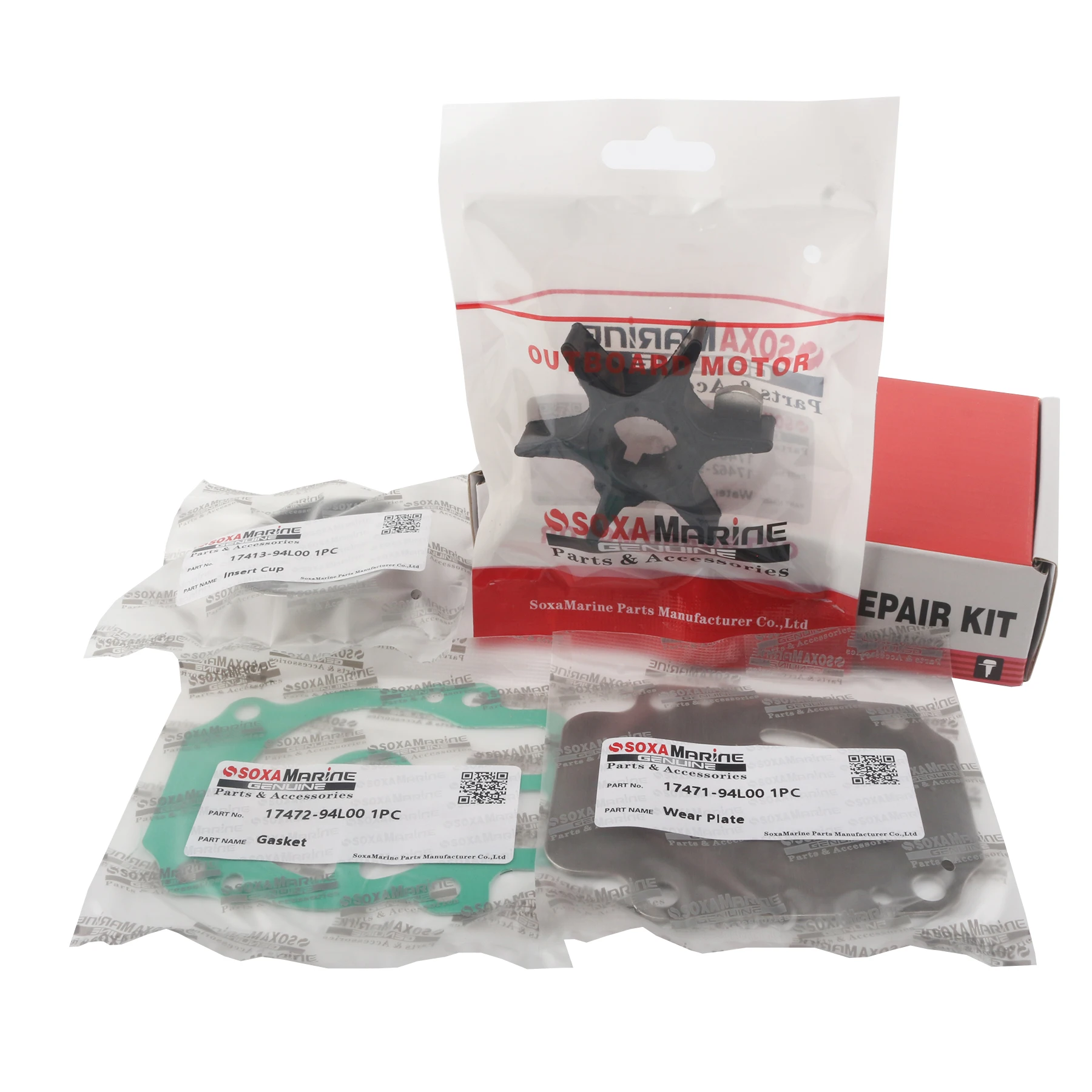 Water Pump Impeller Rebuild Kit Replacement Fits for Suzuki Outboard 4-Stroke DF25A DF30A Motors 17400-94L00 17400-94L20