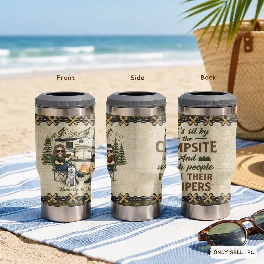 

You & Me & The Dogs 4-in-1 Stainless Steel Can Cooler Cup – Insulated Beer Soda Coffee Holder